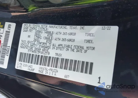 2023 Toyota Tundra Platinum from USA, damaged, VIN 5TFNA5EC5PX012570